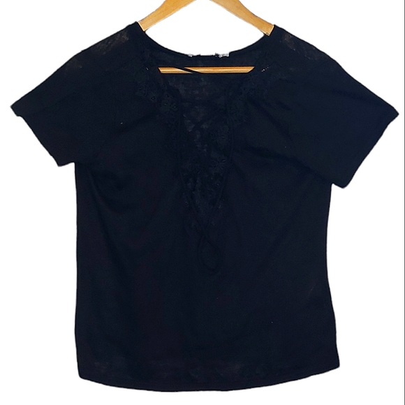 Molly Bracken Lace Ruffles Drawstring Tee size XS - Picture 3 of 6